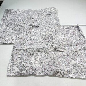 Pottery Barn Teen Sham Pair standard gray blue floral paisley cotton
